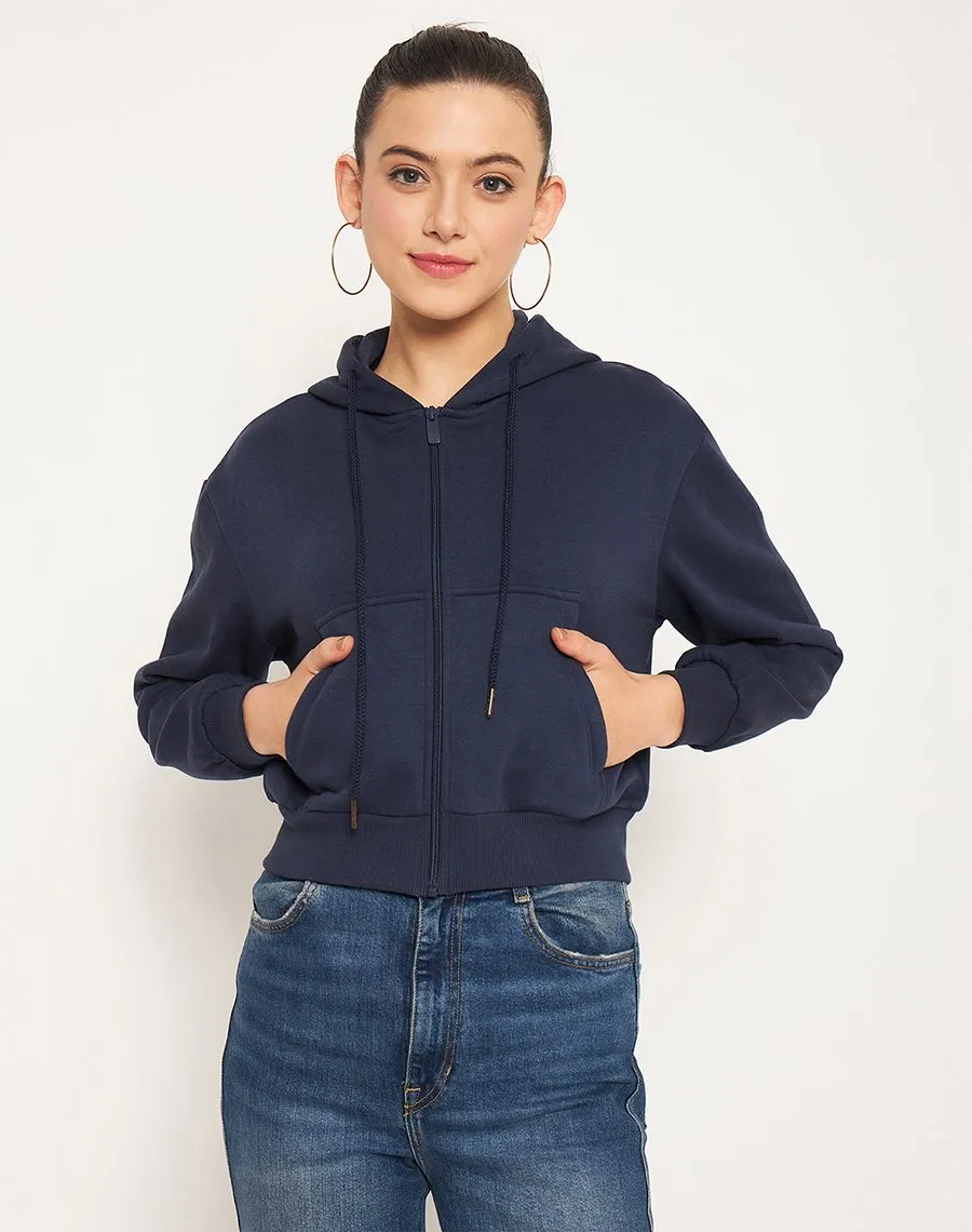Madame Navy Hood Neck Sweatshirt Tassel accents Outdoor Adventure