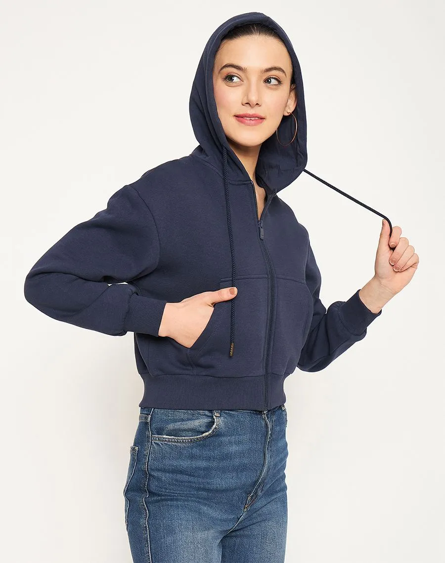 product weekend wearability Trendy Top Madame Navy Hood Neck Sweatshirt