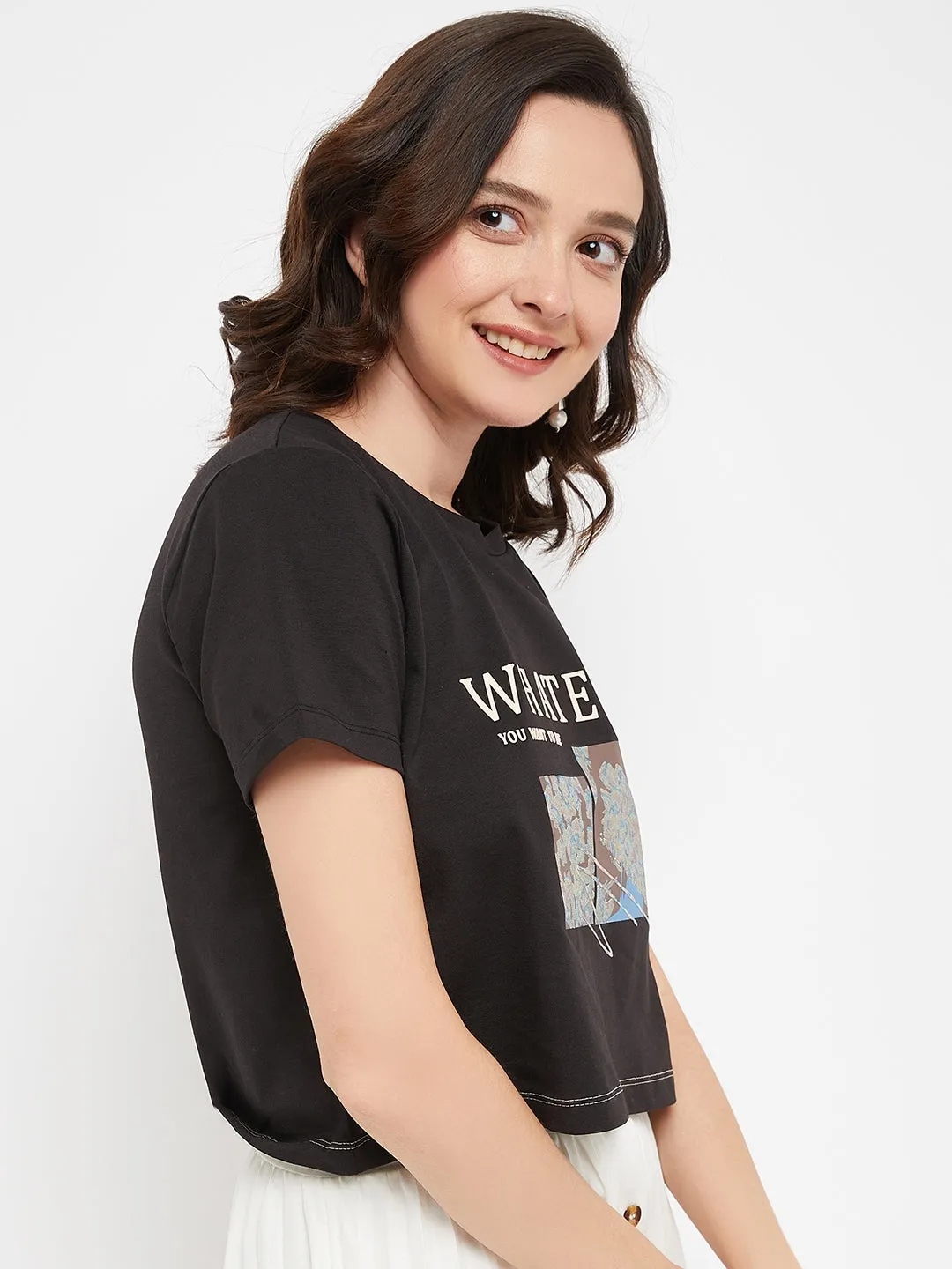 Breathable Essentials Classic Style Madame Black Typography Cotton T-Shirt