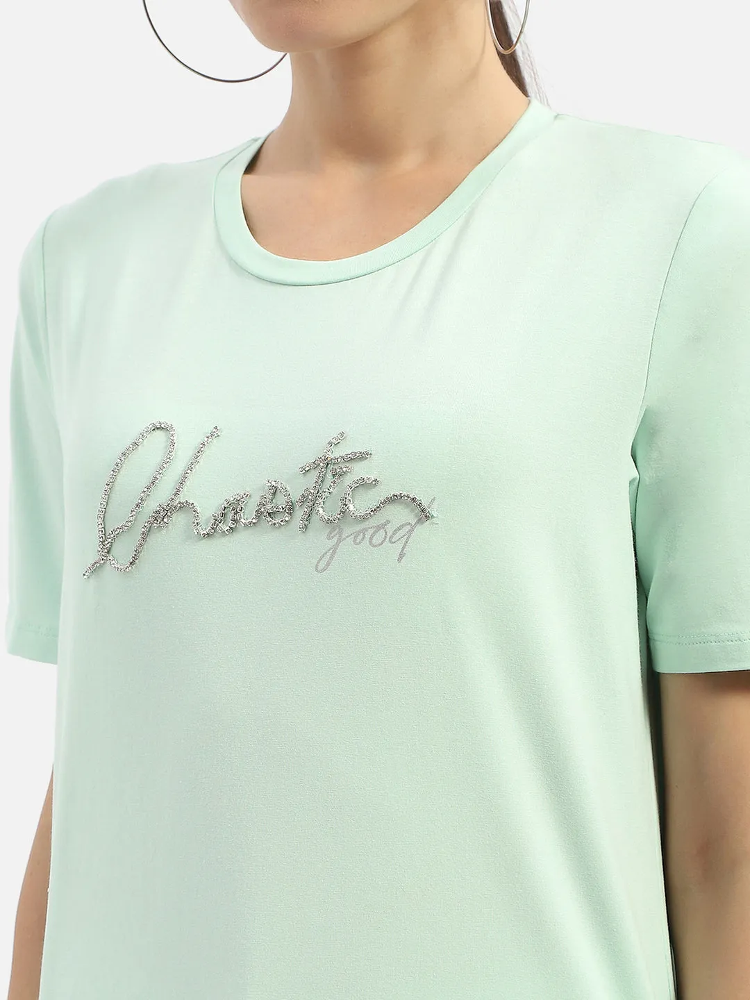 Madame Typography Mint Crew Neck T-Shirt Halloween Summer cool