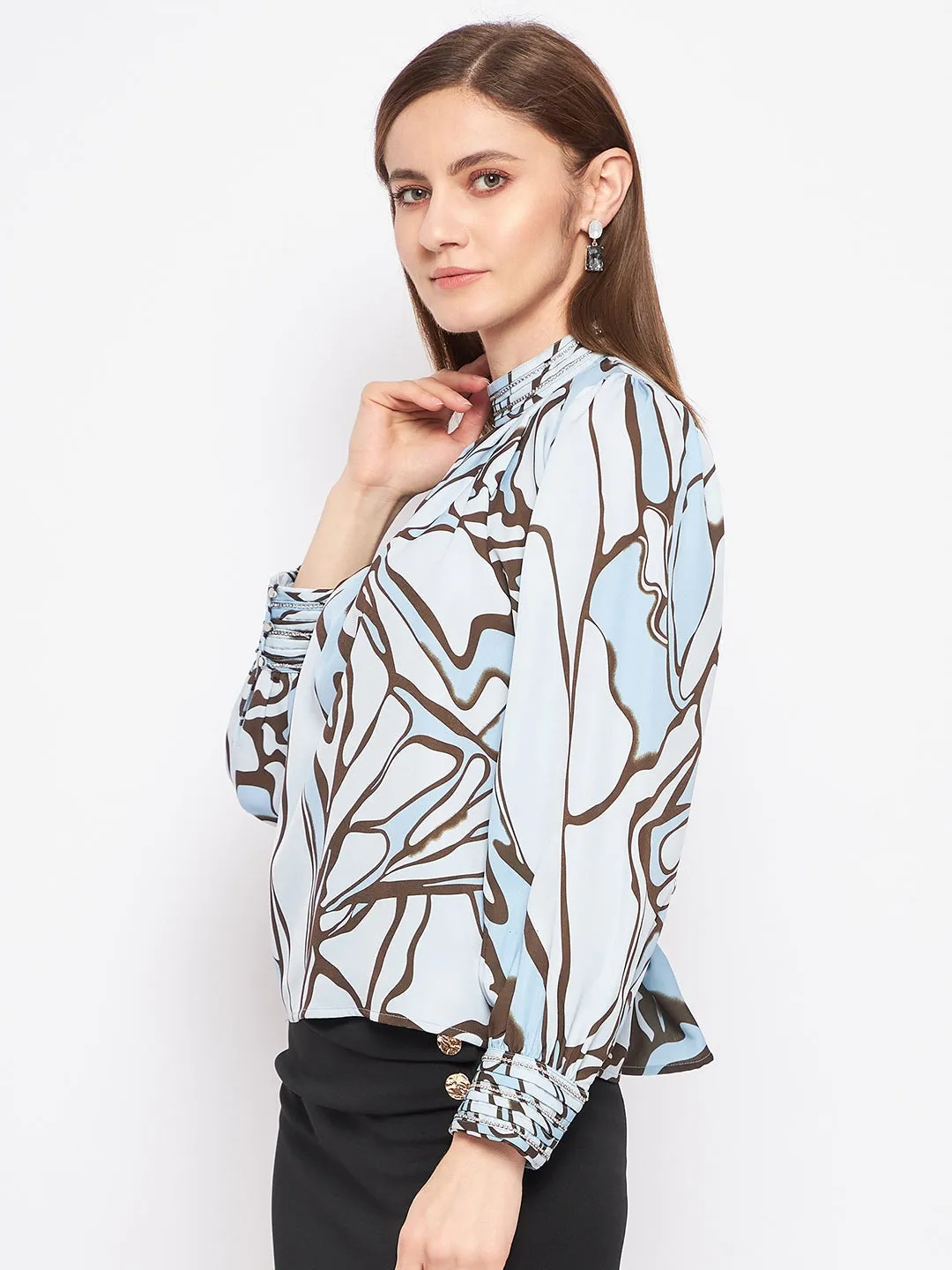 Madame Printed Floral Motif Blue Top Soft Socks Quiet Charm