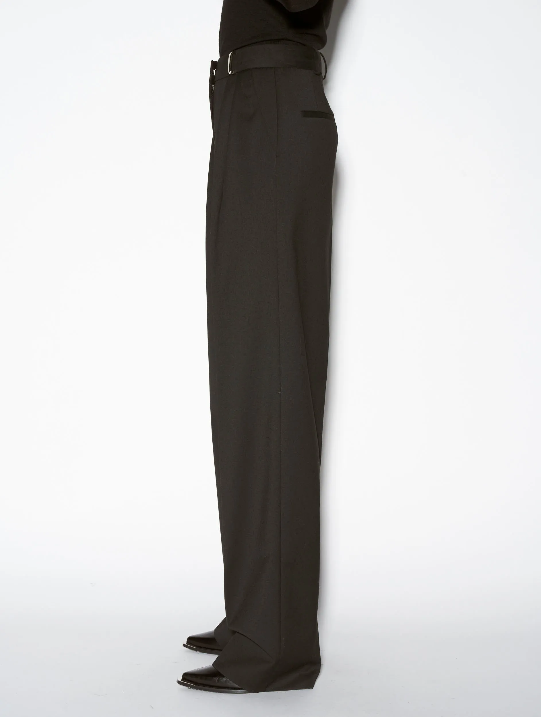 Work Comfort Black gabardine masculine pleated trousers