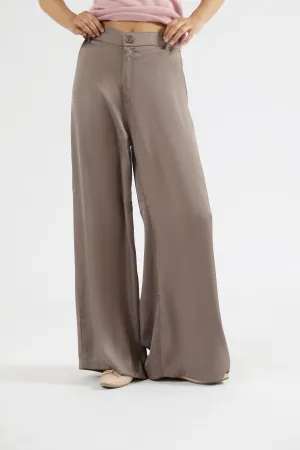 Flexible Durability HighDensityWeave SILK WIDE LEG PANTS
