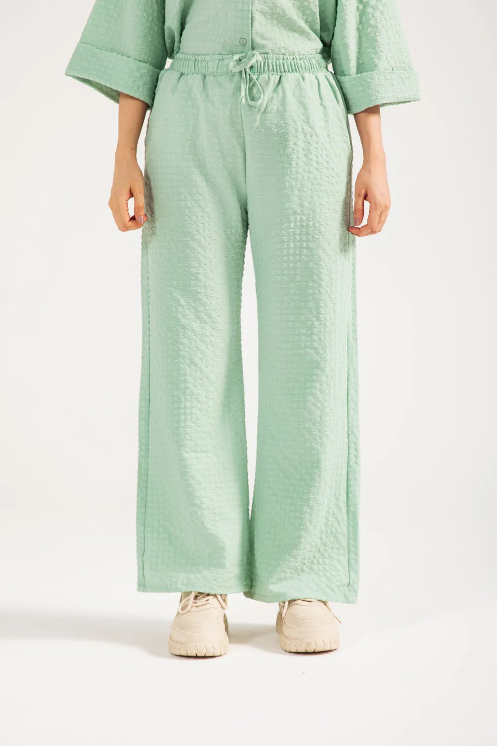 TEXTURED WIDE LEG TROUSER Roomy Fit Comfort and style