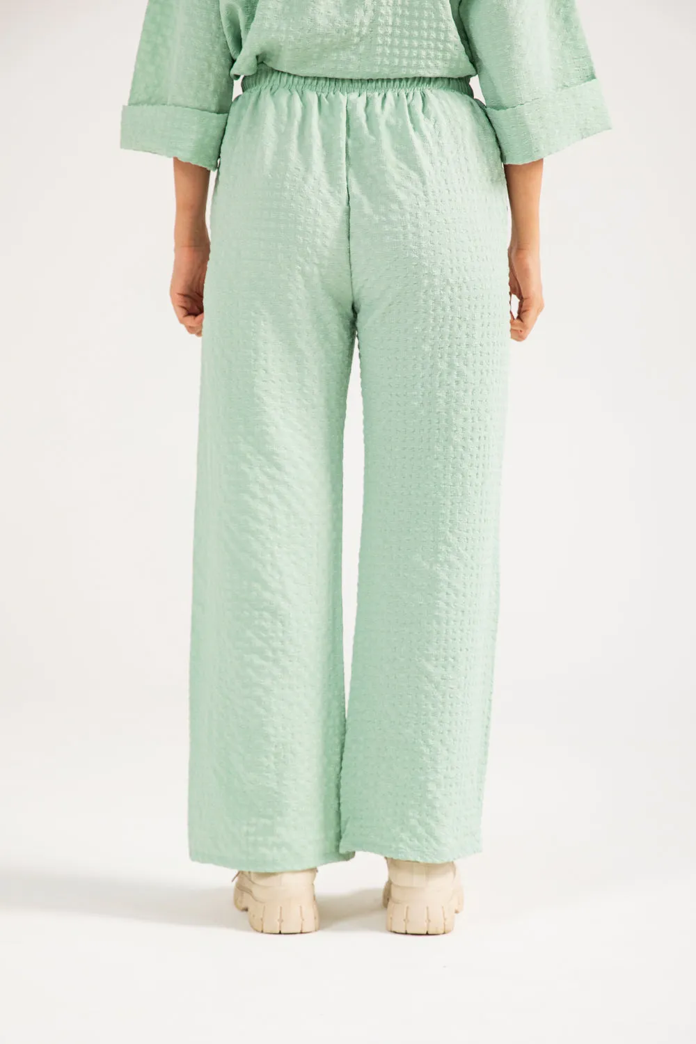 Low Profile Waistband Quick Adjust Fit TEXTURED WIDE LEG TROUSER