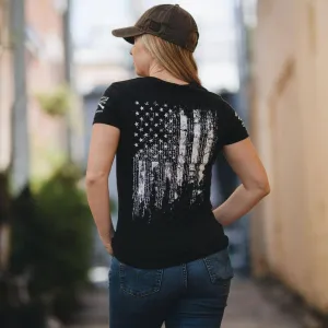 Women's 1776 Flag V-Neck - Black Layering Piece