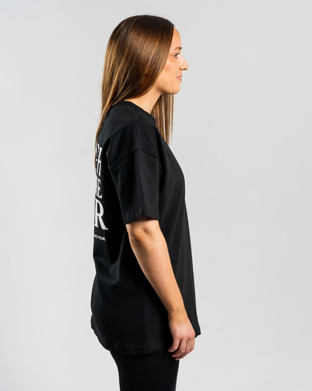 'Faith Before Fear' Women??s Oversized T-Shirt stain resistant coating