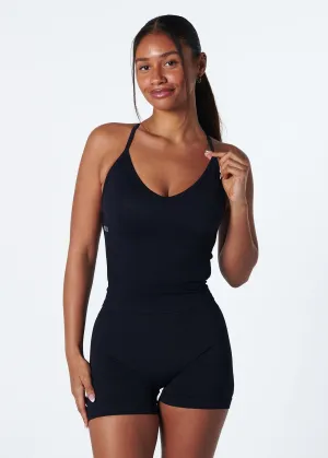 Reinforced Hem MoistureWickingMaterial SIGNATURE ADJUSTABLE TANK - LIQUORICE