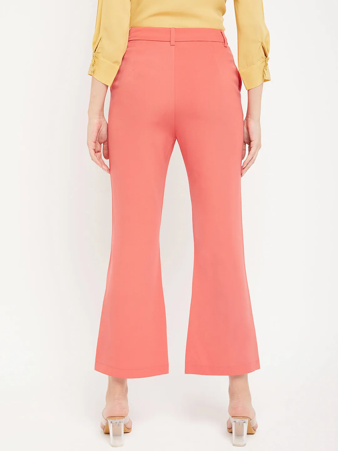 Lightweight Madame Solid Coral Bootcut Trousers