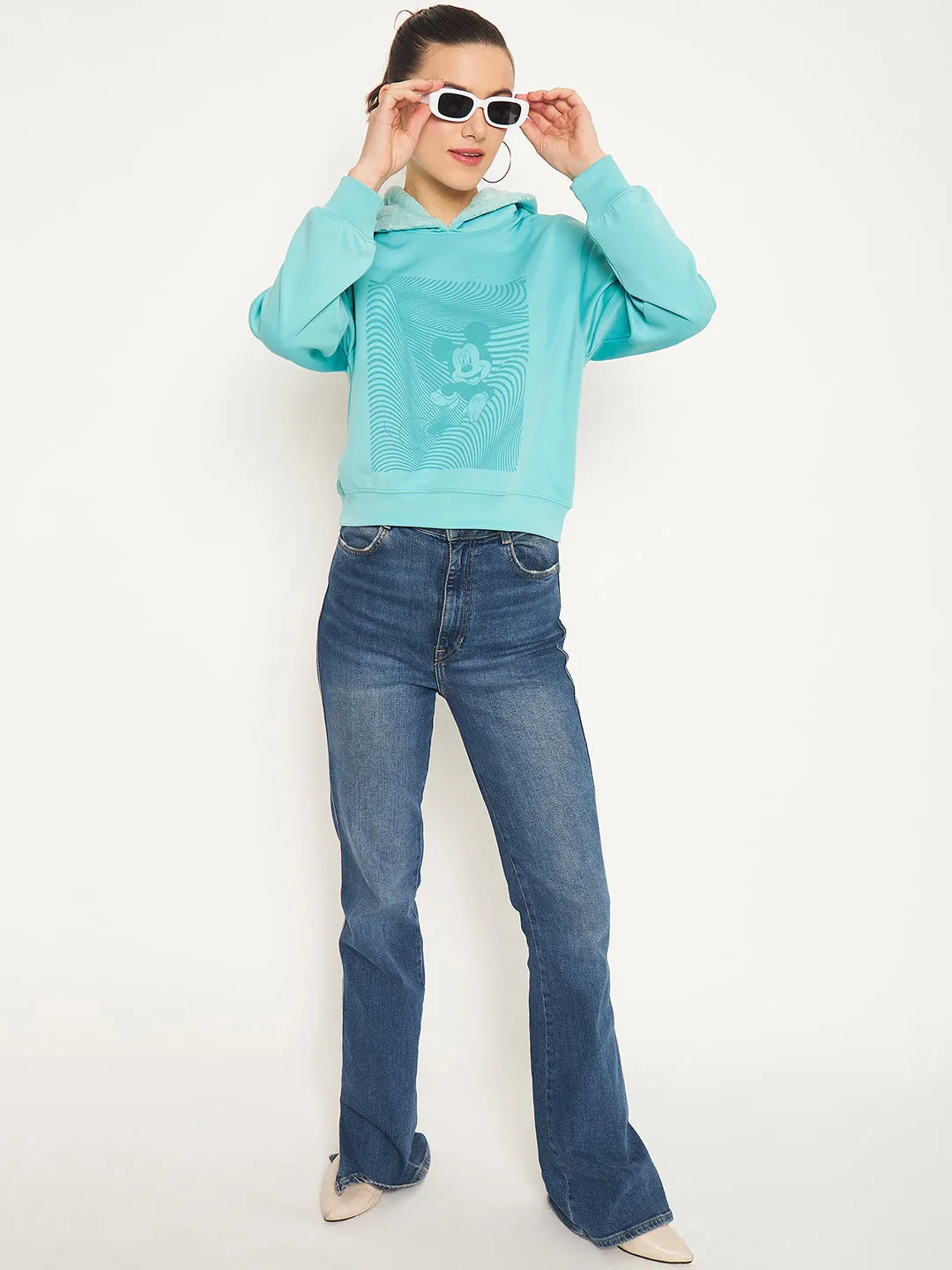 Floral Print Layer Sporty Madame Mint Disney Print Sweatshirt