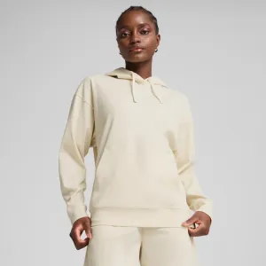 Puma Women's Essentials Elevated Ribbed Cream Hoodie Versatile Wear Chill Clothing