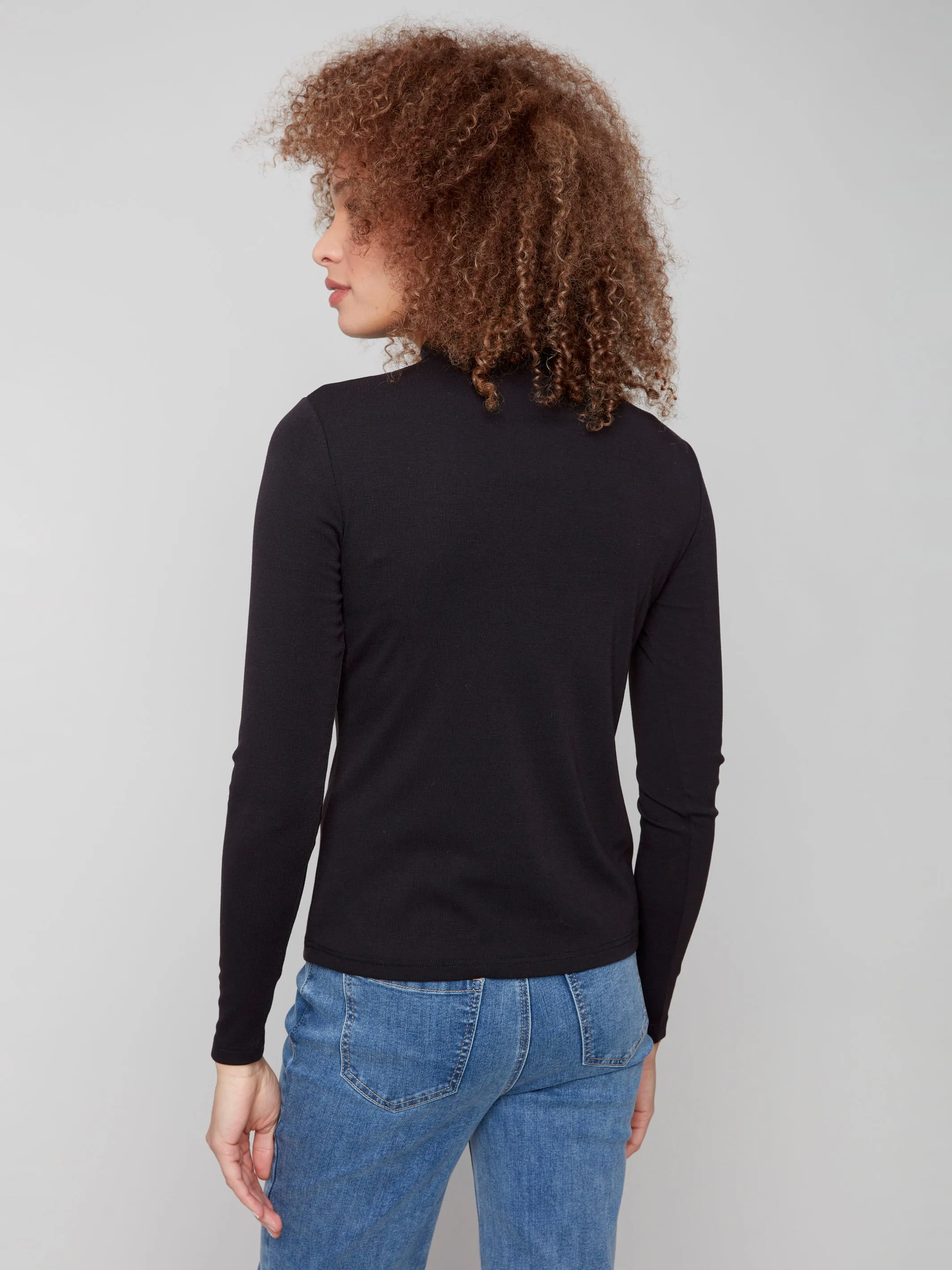 Active Gear Long Sleeve Mock Neck Top - Black