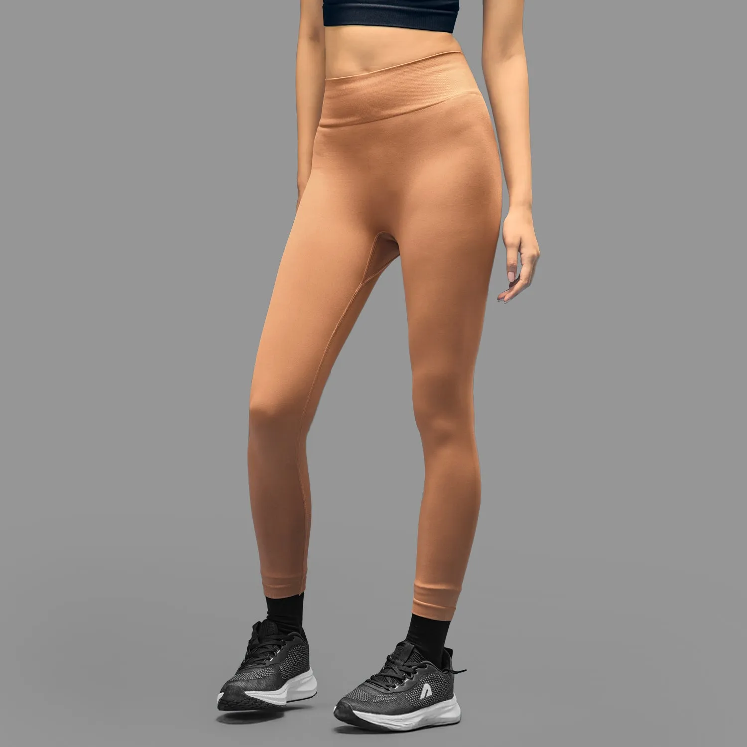 Non See Pilates Session Evening Walk Travel Enthusiast Limitless snatched ribbed waistband & Ruched back legging - BROWN