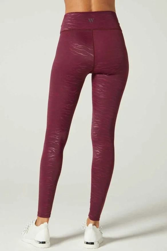 Wear It To Heart Tiger Emboss Grape High Waist Legging Non Slip Grip Waistband Refined fit