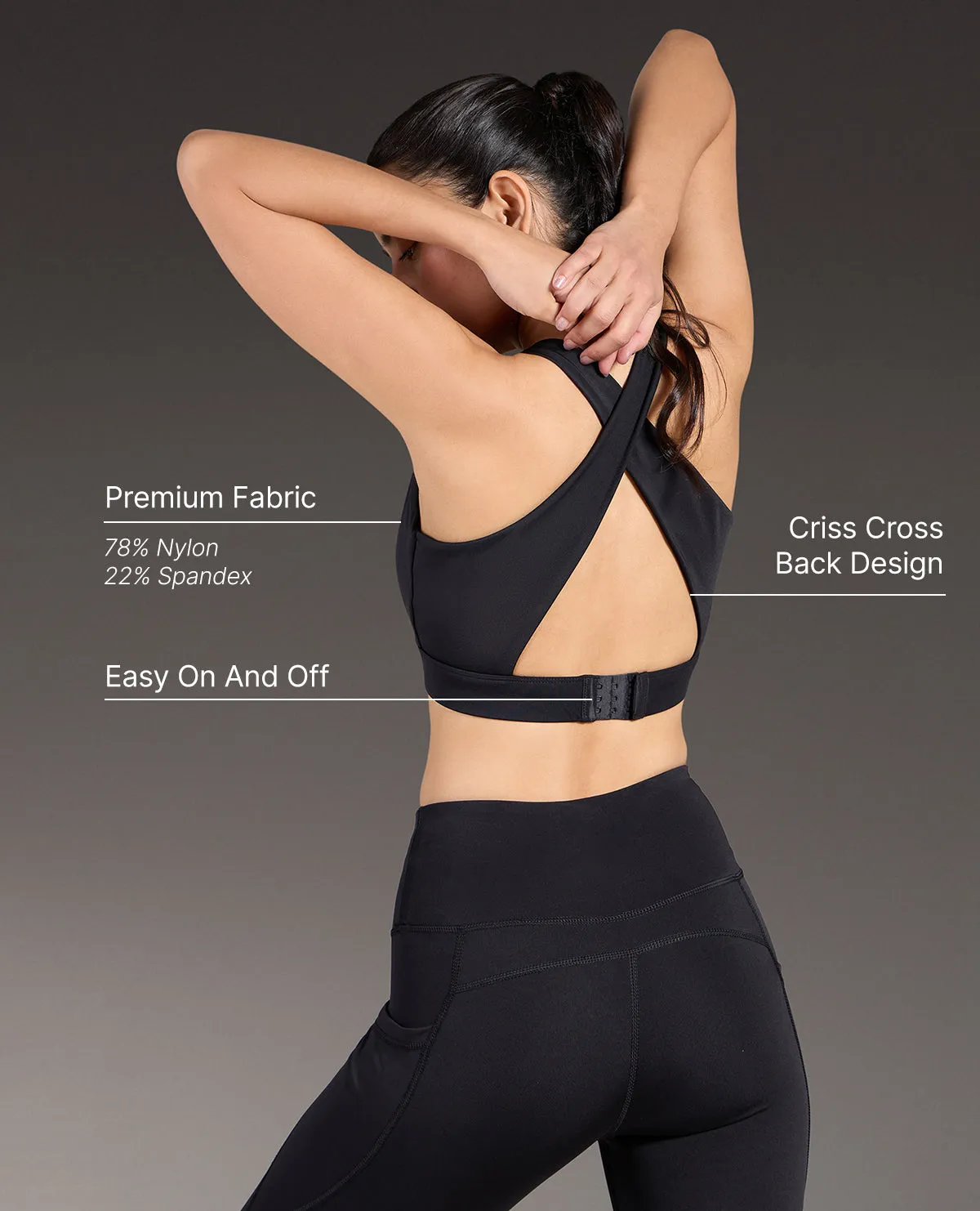 Dance costume Luxe Crostini Full Coverage And High-Impact Sports Bra Black