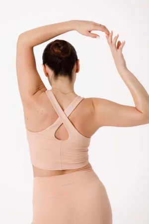 Signature Cross Back Long Sports Bra elastic waistband Flexible