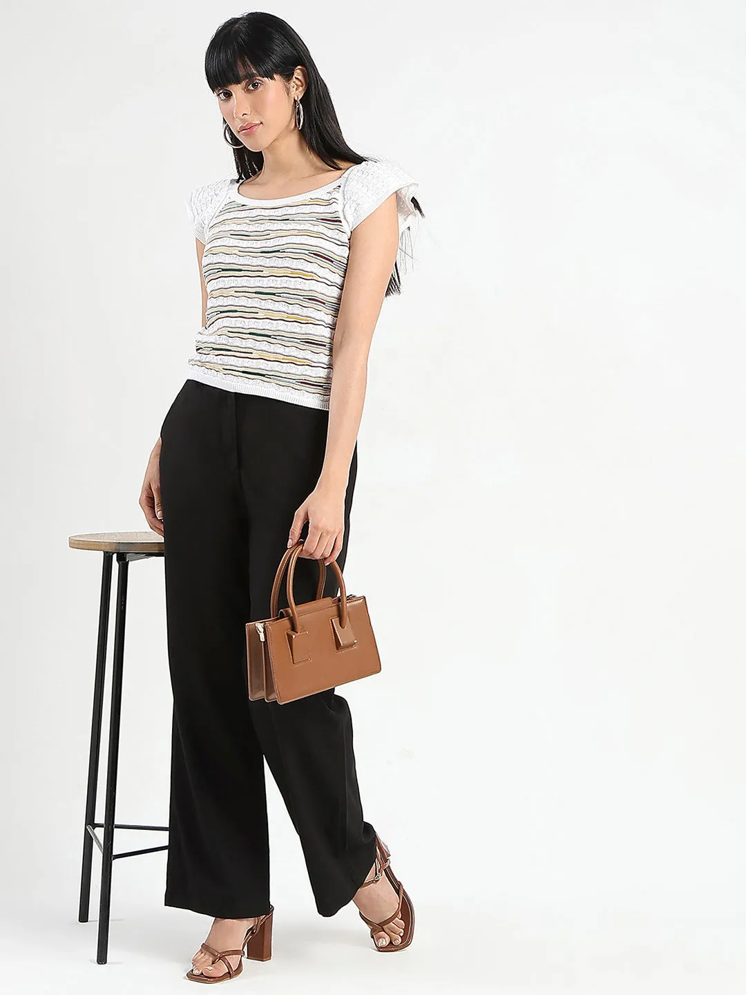 AirflowOptimized Madame Striped Crochet Multicolor Knit Cotton Crop Top