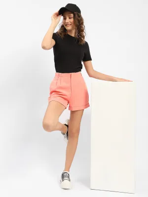 Madame Thigh High Folded Hem Peach Shorts CompressionKnit