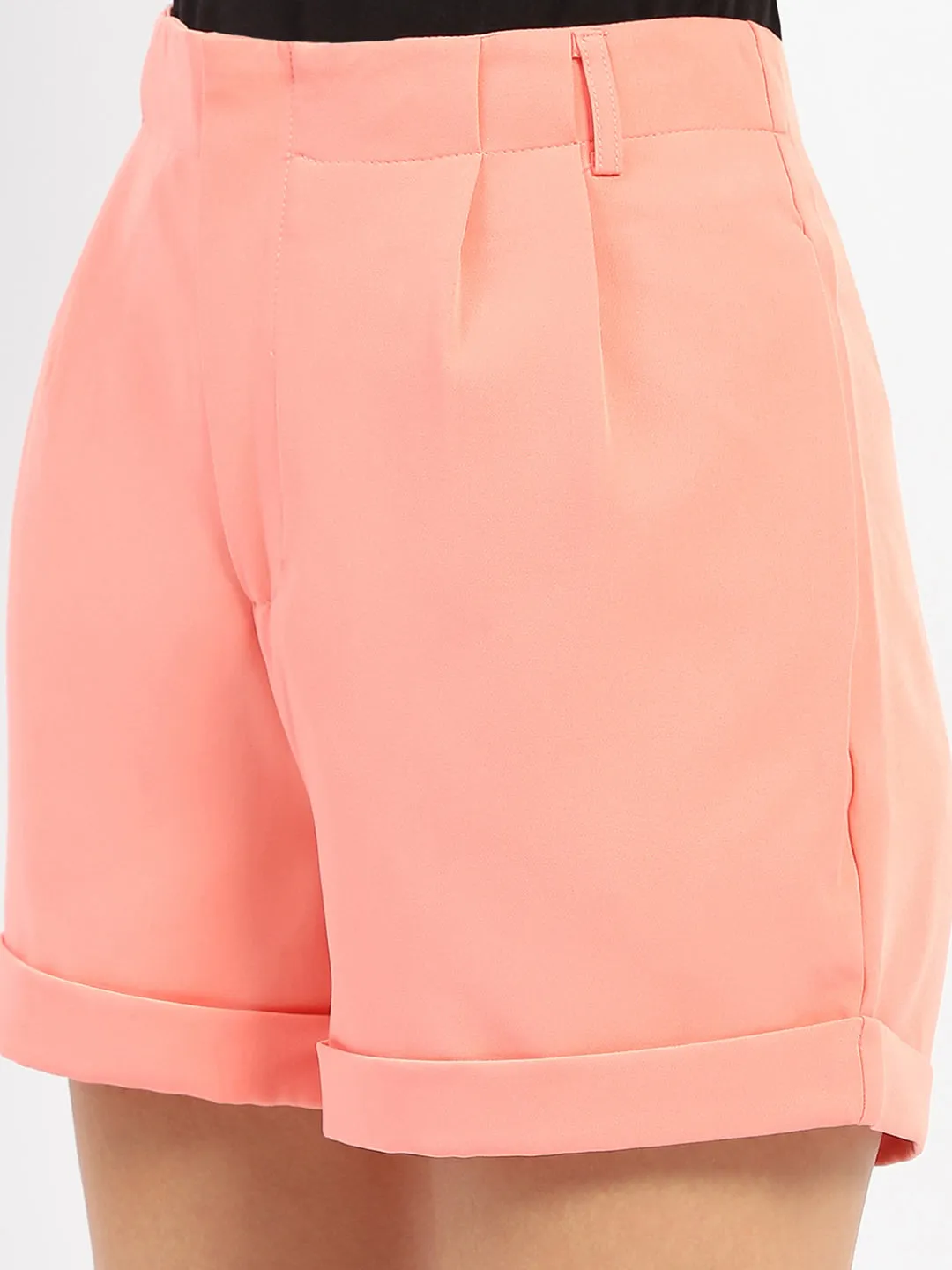 Madame Thigh High Folded Hem Peach Shorts Suburb Ease Relaxed Layer