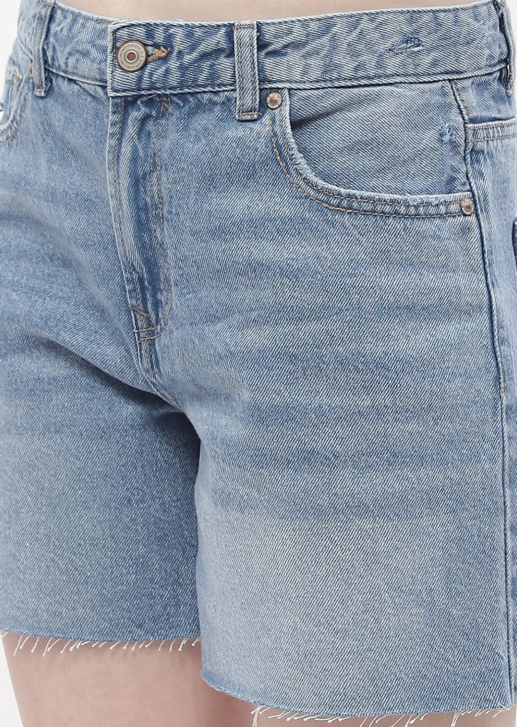 EcoFriendly Textiles Comfort Fit Madame Low Rise Blue Distressed Hem Shorts