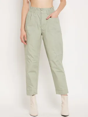 Madame Mint Ankle Length Trousers Classy Fit Everyday Wear