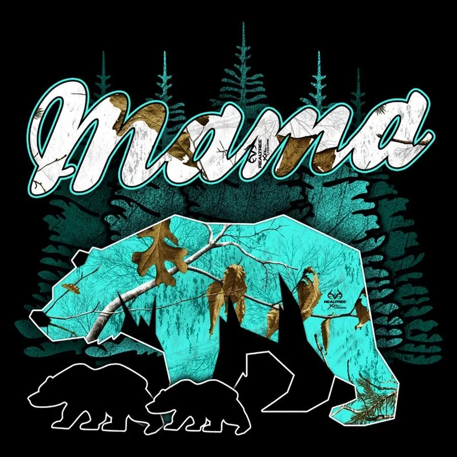 Women's Realtree Xtra? Sea Glass Mama Bear Long Sleeve - Black Foam Print Detail