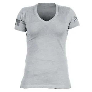Basic T-Shirt Women's V-Neck - Dark Heather Gray tall size Sporty Style