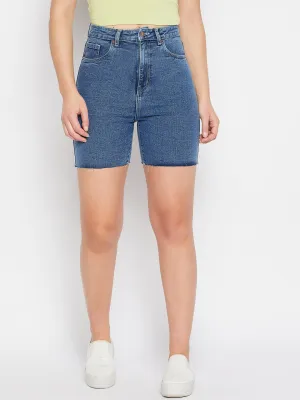 Soft Blouse Madame Fitted Blue Denim Shorts