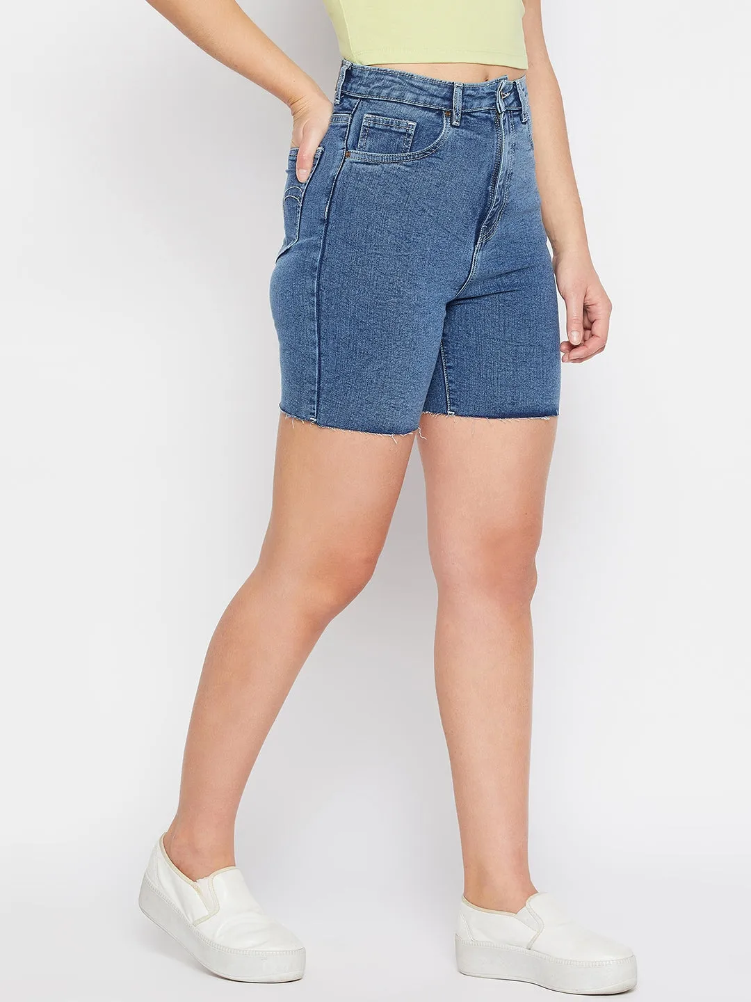 All weather QuickRelease Closure Madame Fitted Blue Denim Shorts