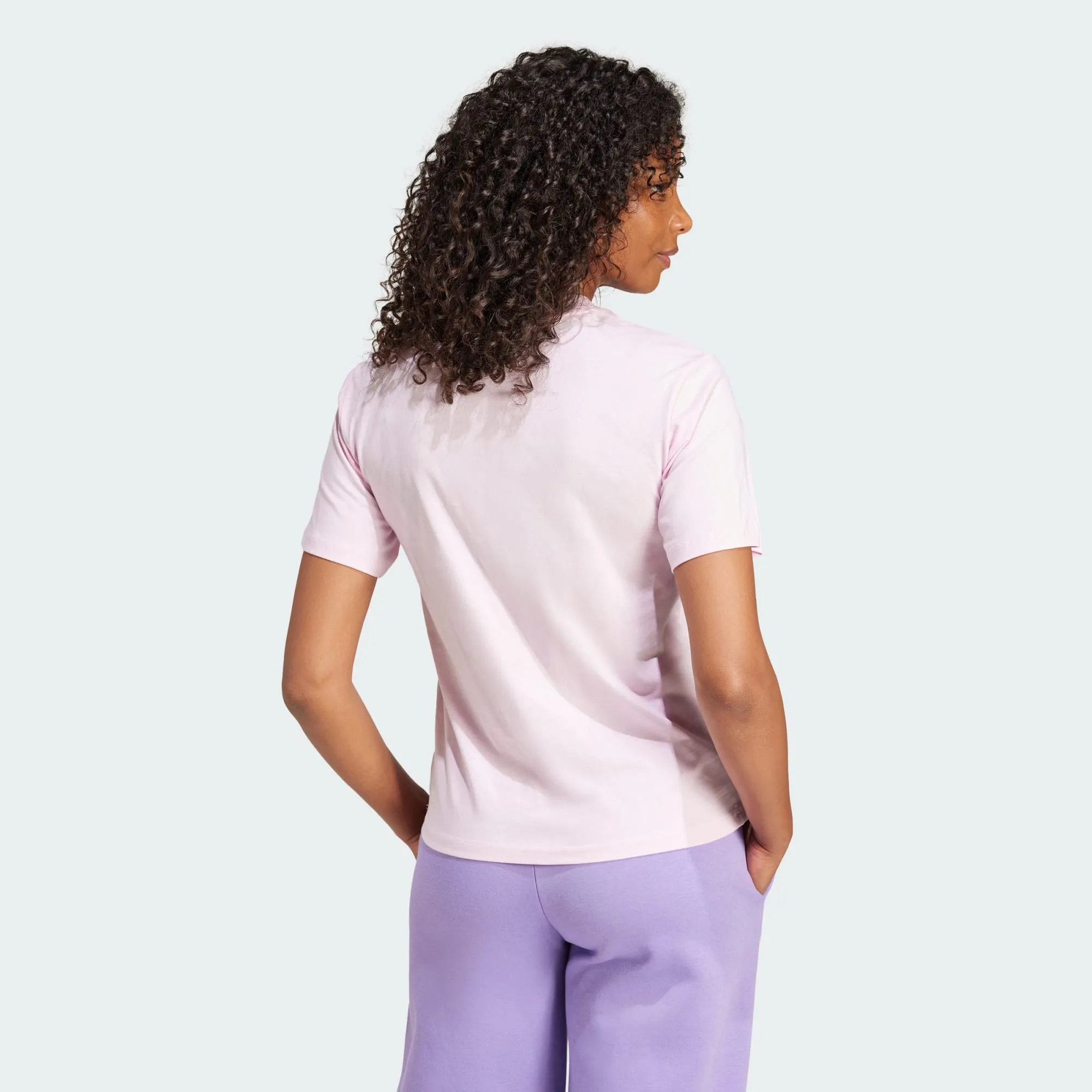 Adidas Women's Small Logo Cotton Pink Tee Leisure Wear