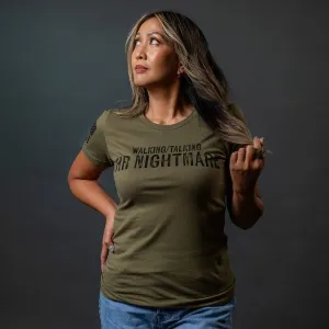 Easy-to-Match Anti Static Finish Women's HR Nightmare Slim Fit T-Shirt - Military Green