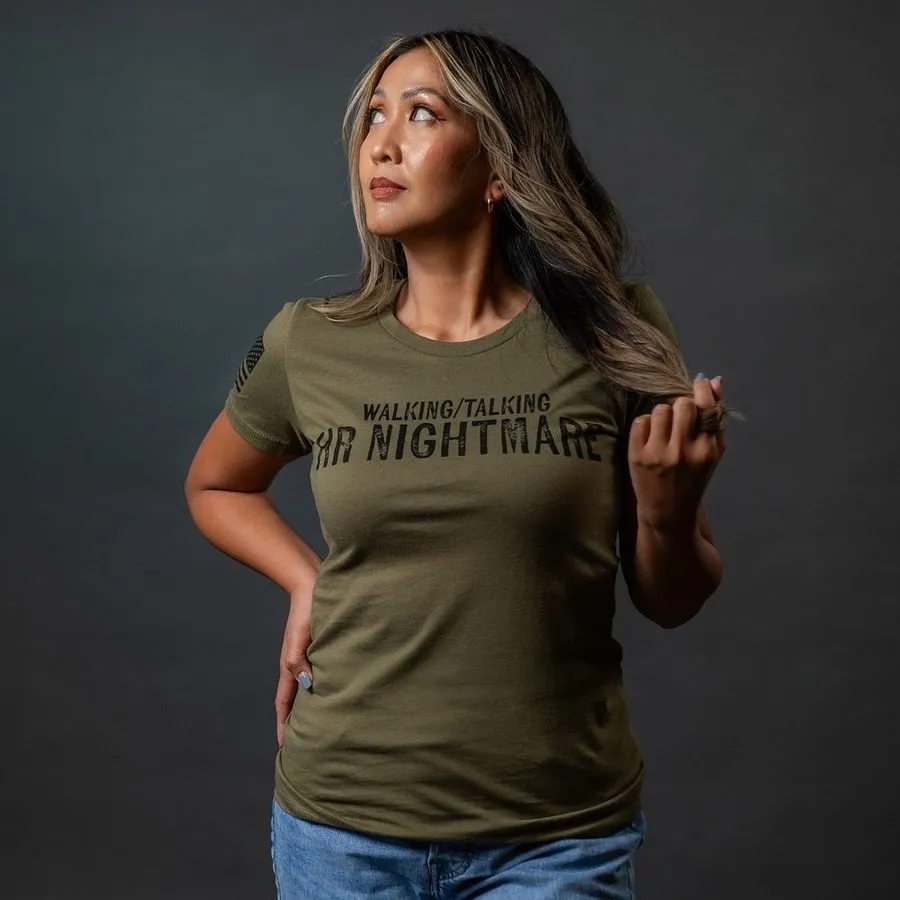 Light Fit Women's HR Nightmare Slim Fit T-Shirt - Military Green