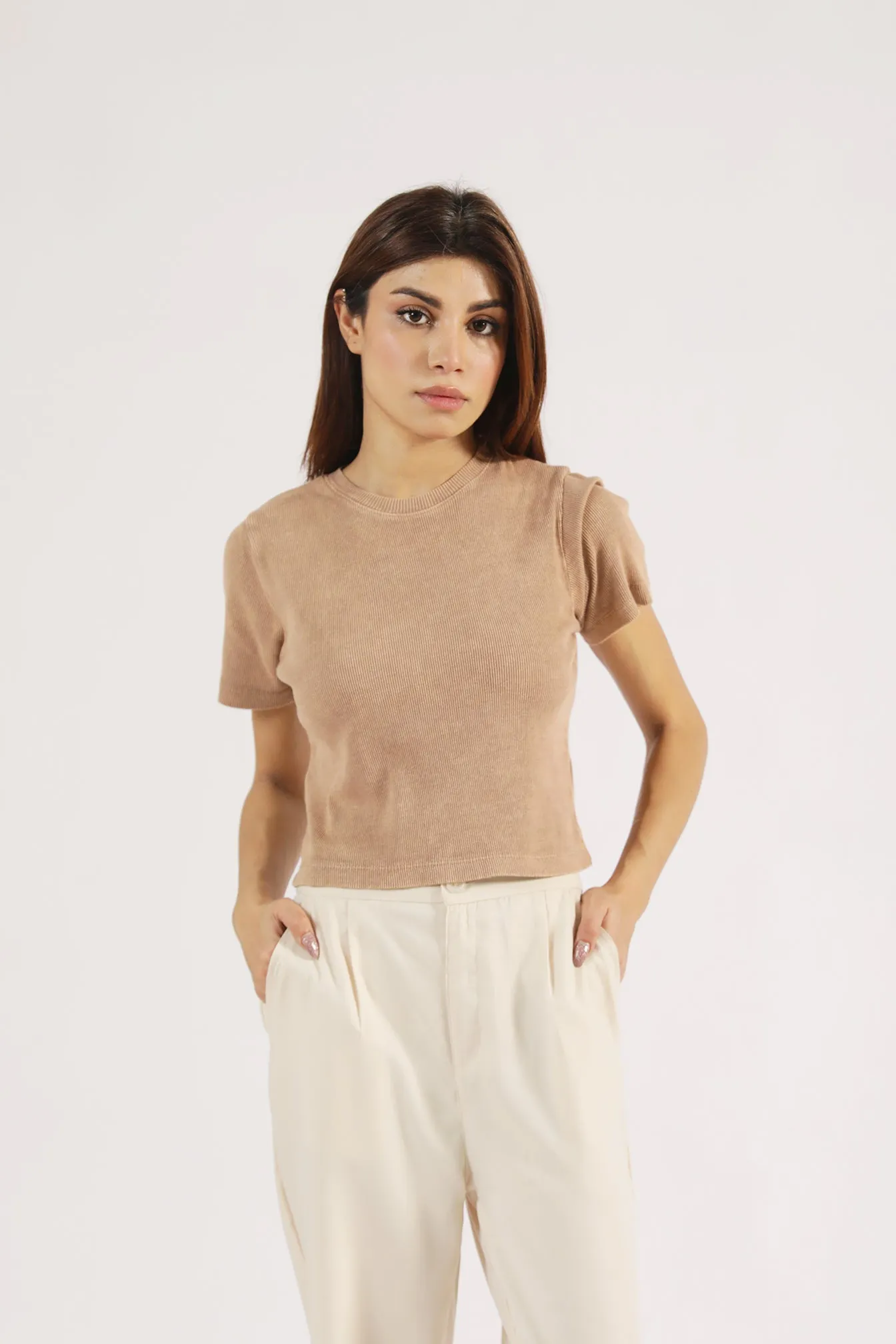 ACID WASH RIBBED TEE Light Flow Quick Core