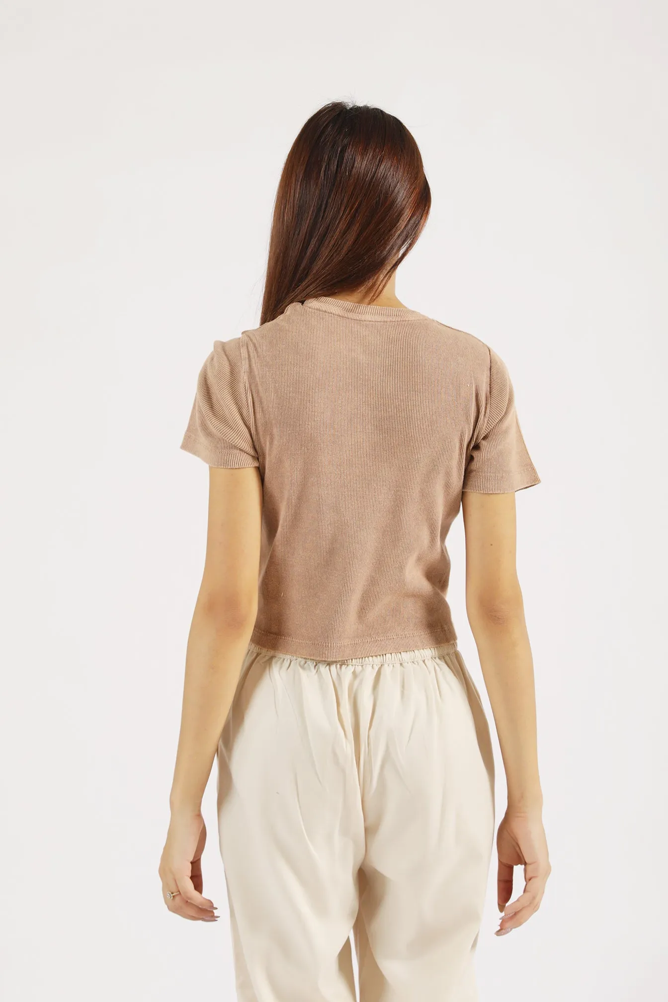 ACID WASH RIBBED TEE SmoothEdgeTrim Lounge Wear