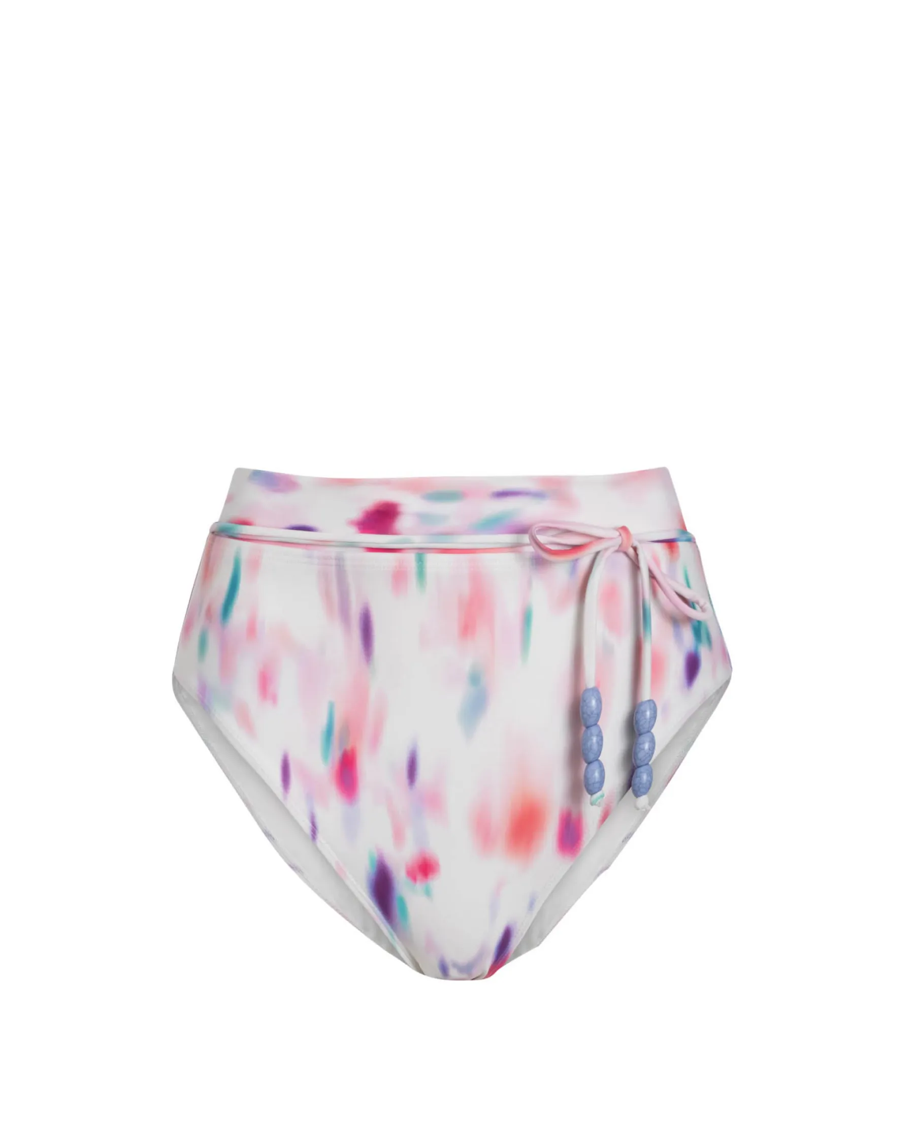 Belted Hi Waist Hi Leg Bottom In Hazy Ikat Ivory Non Slip Elastic