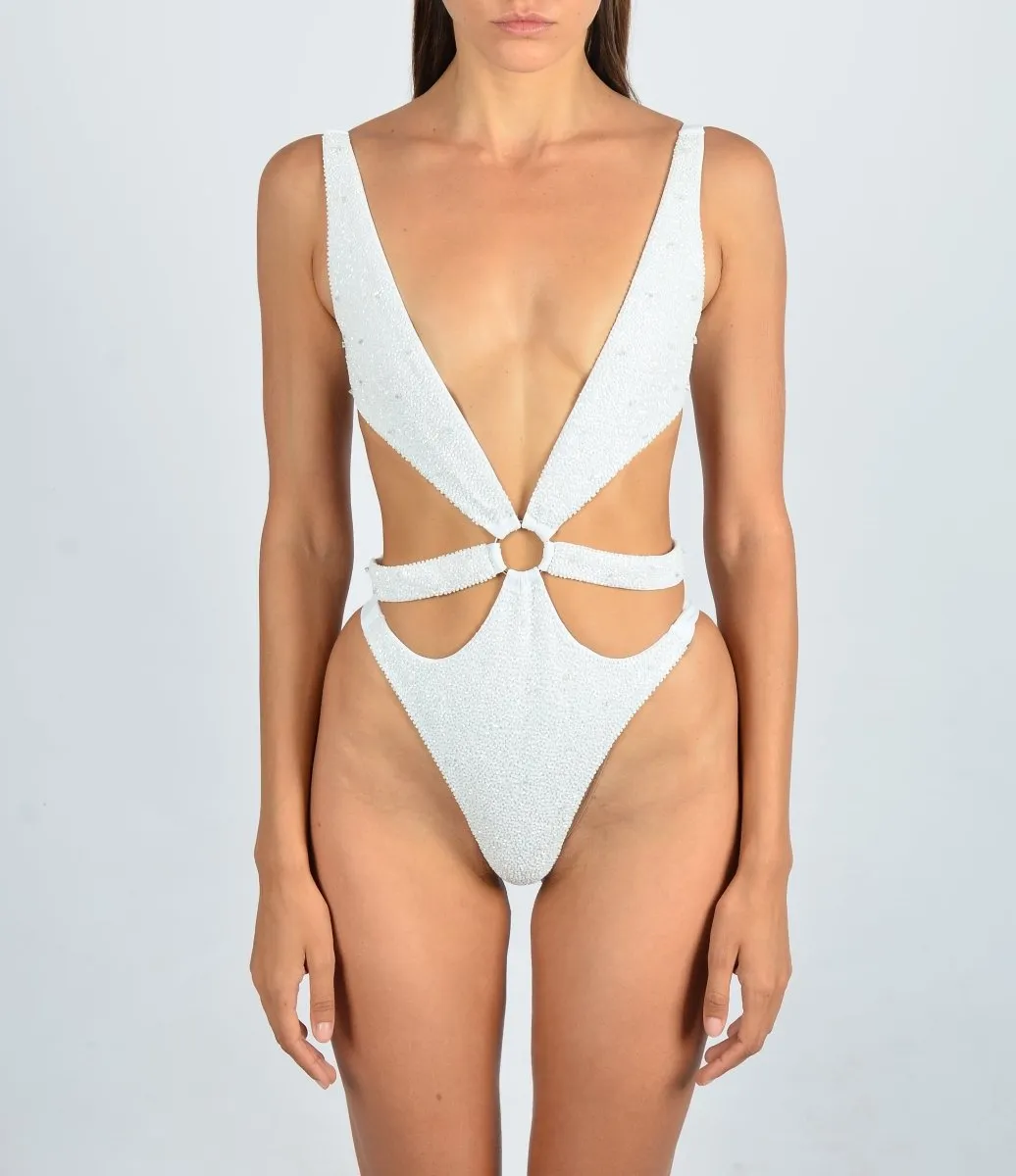 Carlotta Halterneck Premium Swimsuit Flatlock stitching Compression Lock Hem