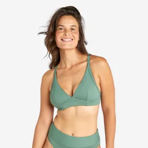 Wrinkle Resistant Material Top Bikini Mujer Texturizado Caqui