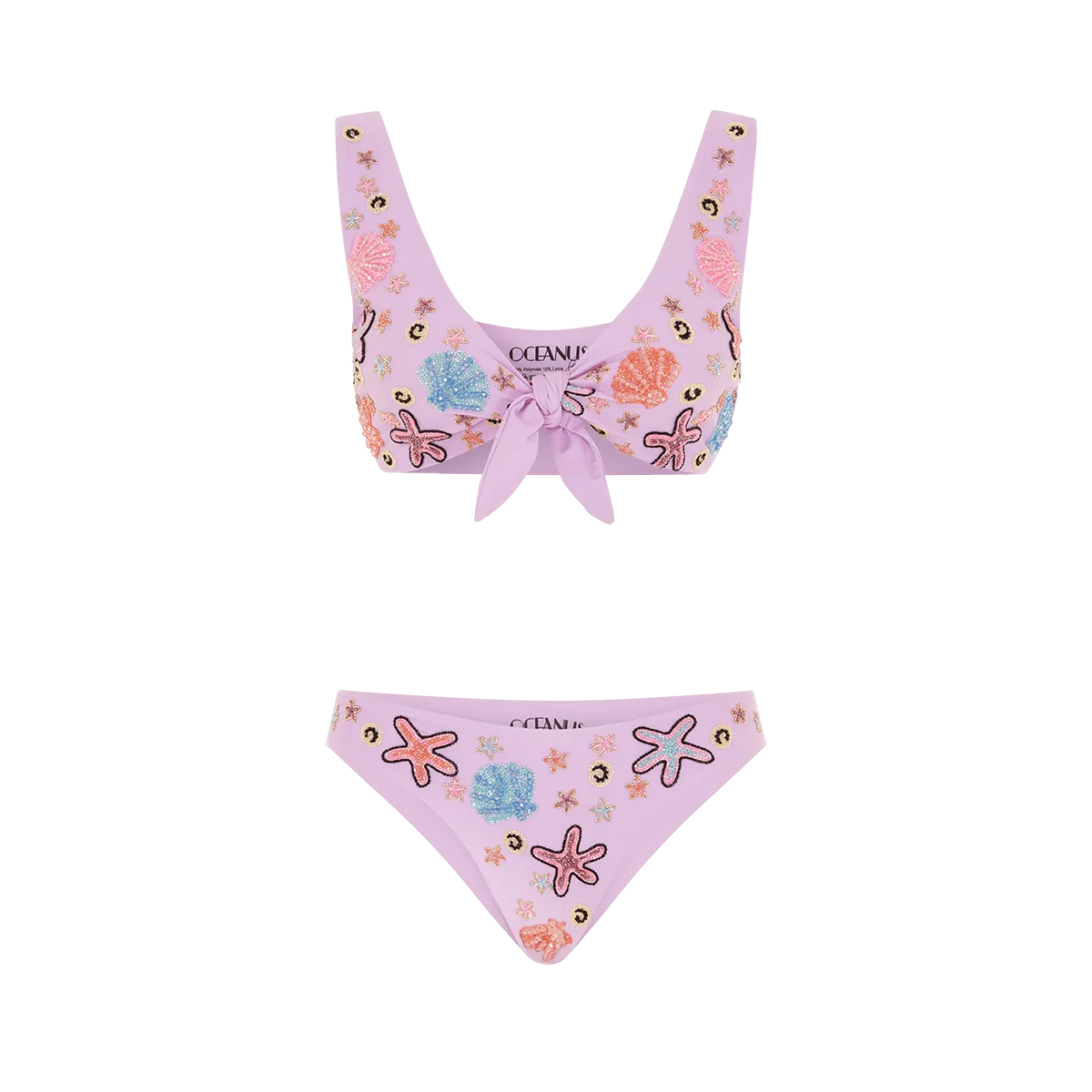 Orla Tie In The Middle Bikini Bottom Lilac High Elastic Waistband Anti Pilling Surface