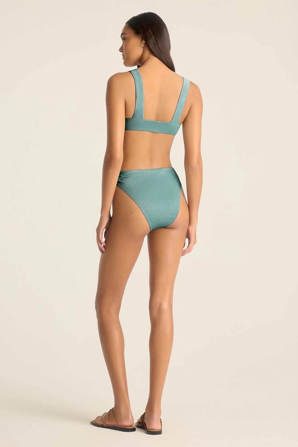 Skylar Top - Aqua Metallic Low Profile Fastener