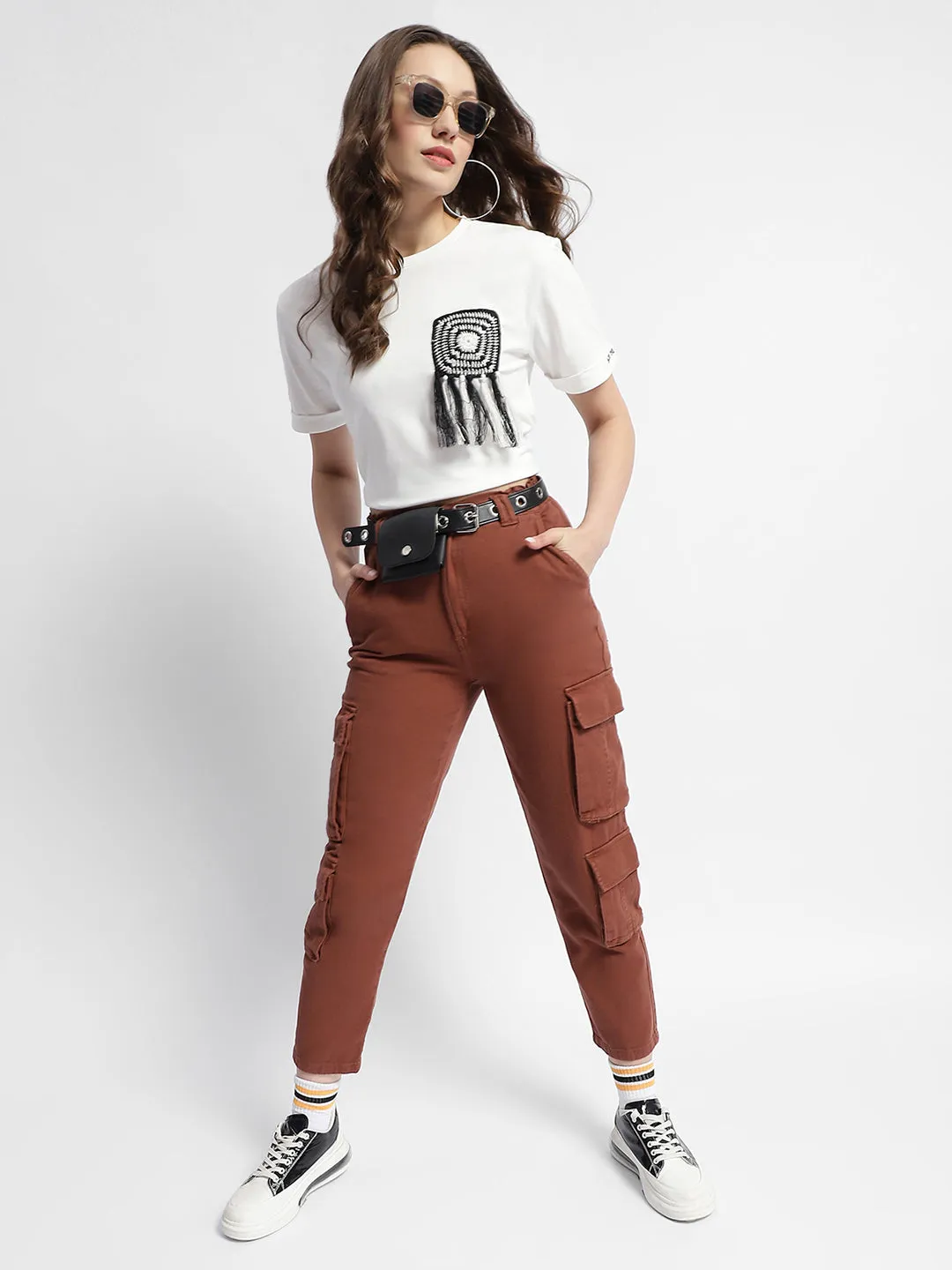 Madame Mid Rise Tapered Fit Rust Cargo Stretch Comfort Outdoor Friendly