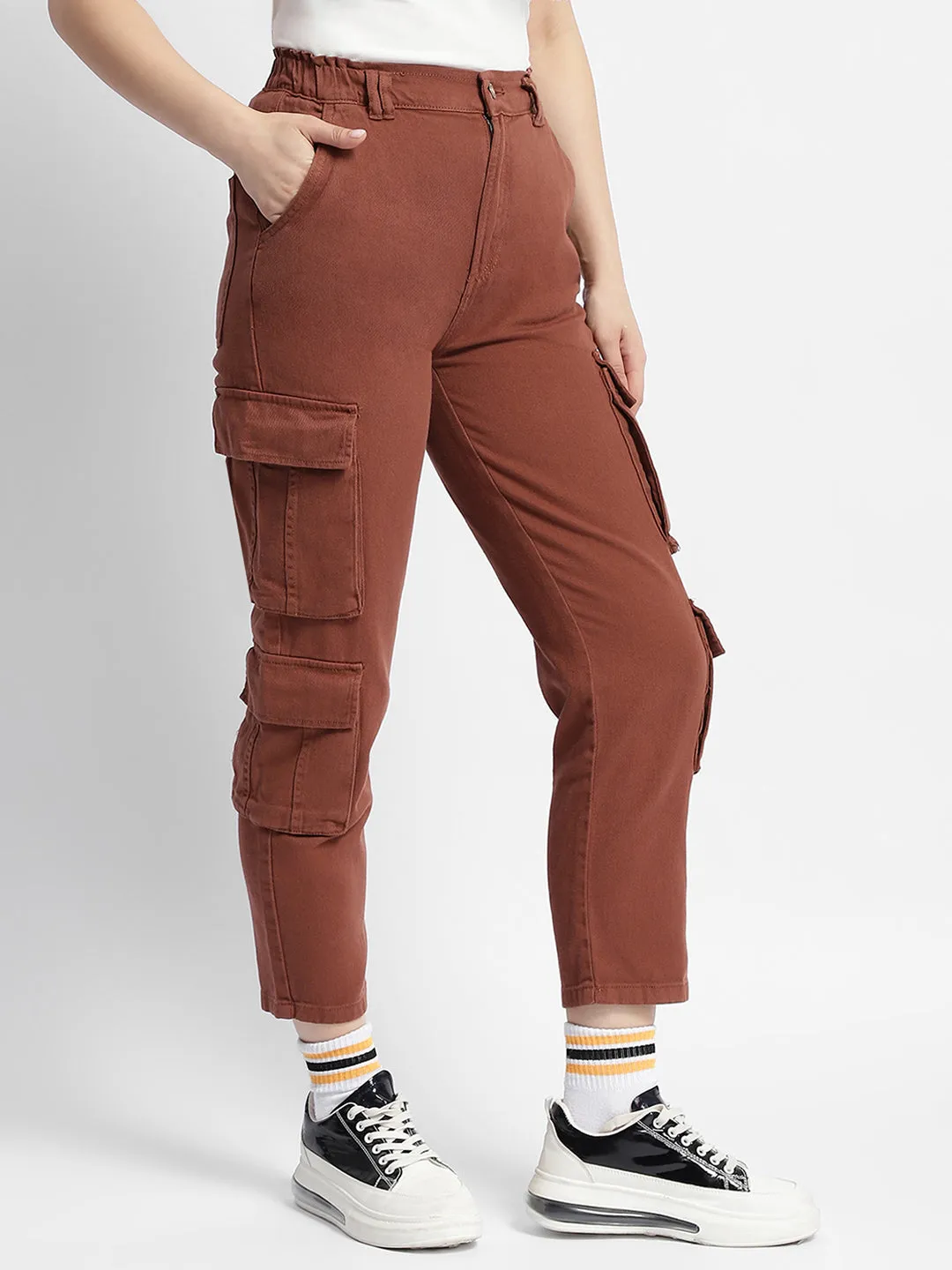 Madame Mid Rise Tapered Fit Rust Cargo Snag Free Fabric
