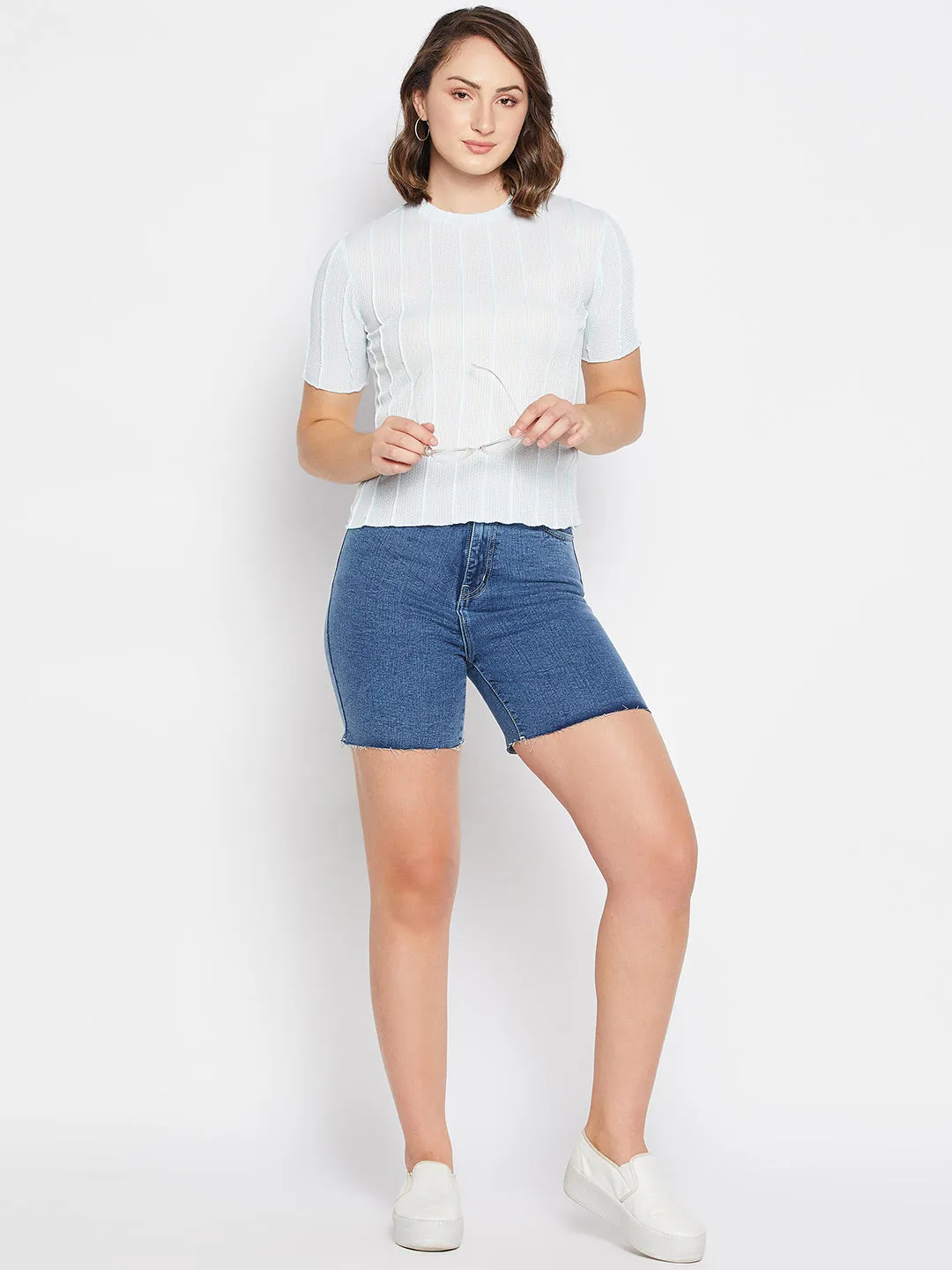 Happy Core Active Look Madame Sky Cotton Striped Top