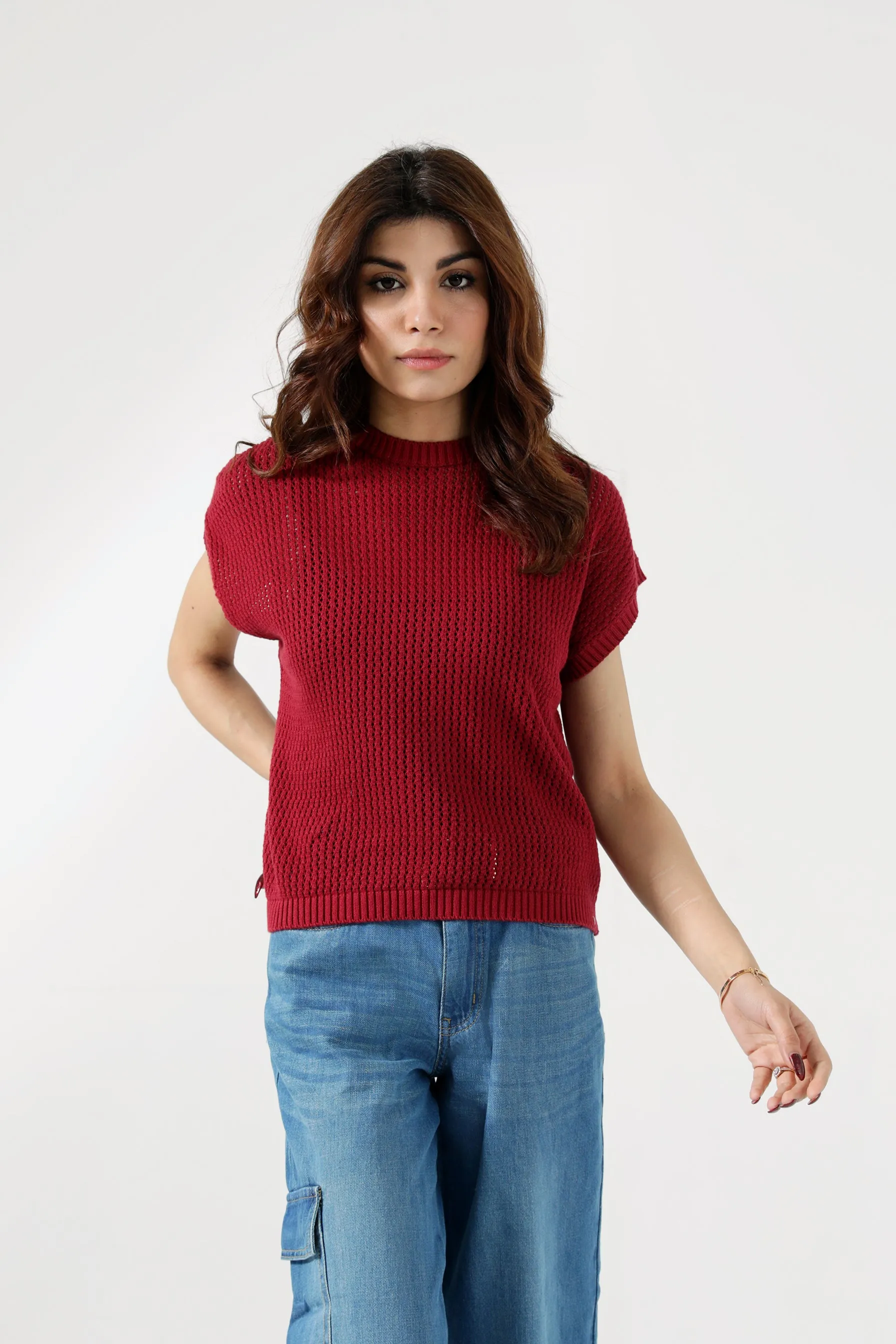 CROCHET KNIT TOP Cool Hooded Jacket