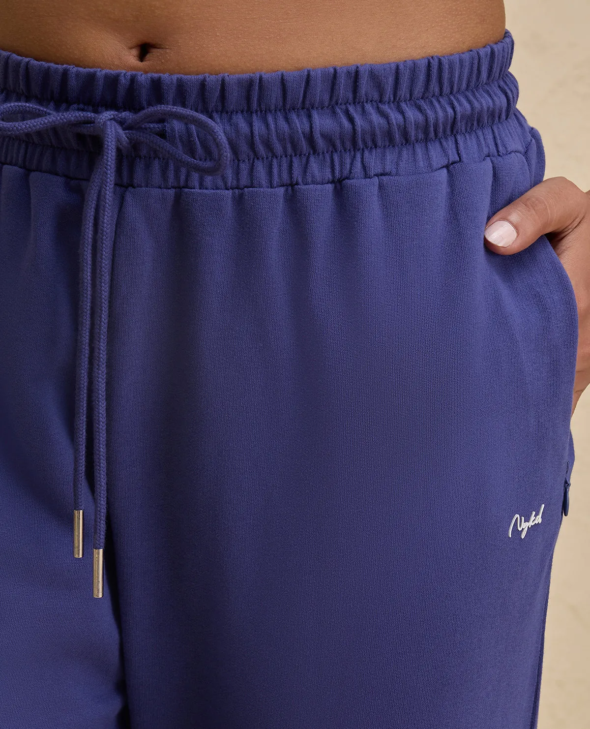 Nykd By Nykaa Summer Essential Comfort Cotton Terry Lounge Pants -NYLE606-Blue Moisture wicking