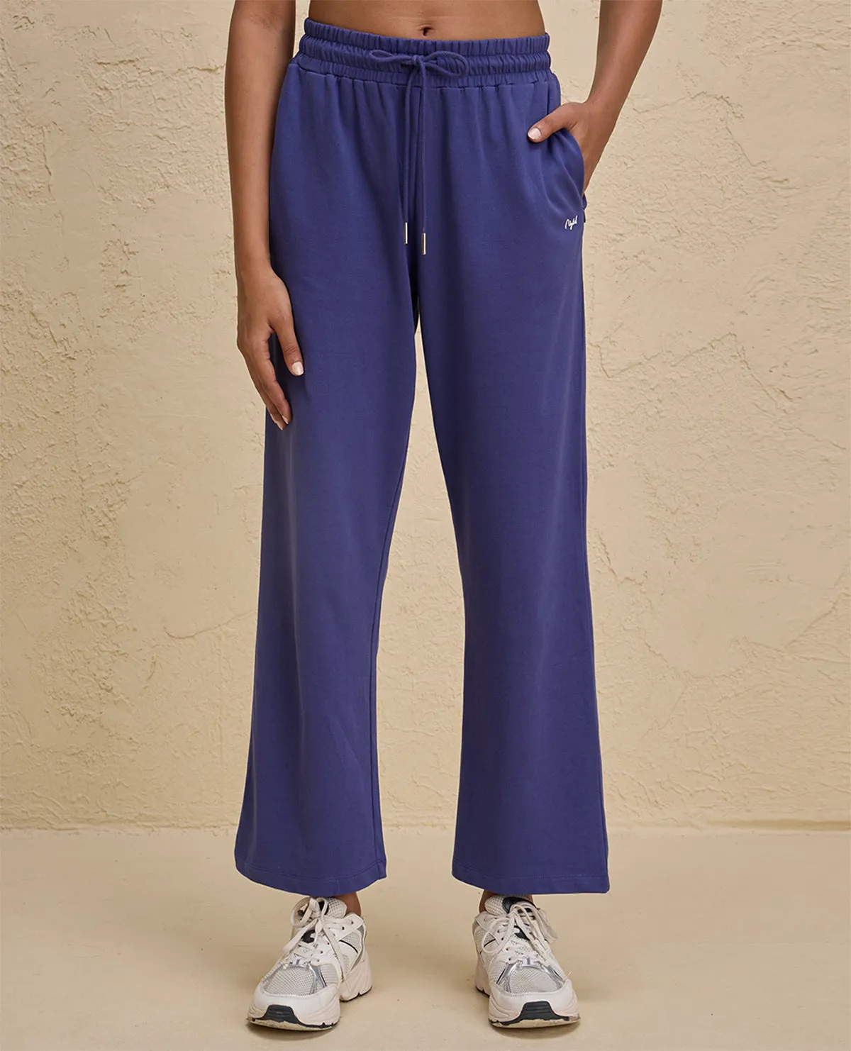 Nykd By Nykaa Summer Essential Comfort Cotton Terry Lounge Pants -NYLE606-Blue Smart Fit