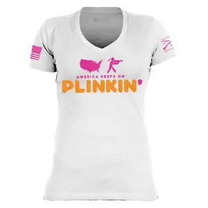 Women's Plinkin' V-Neck - White Pocket Design