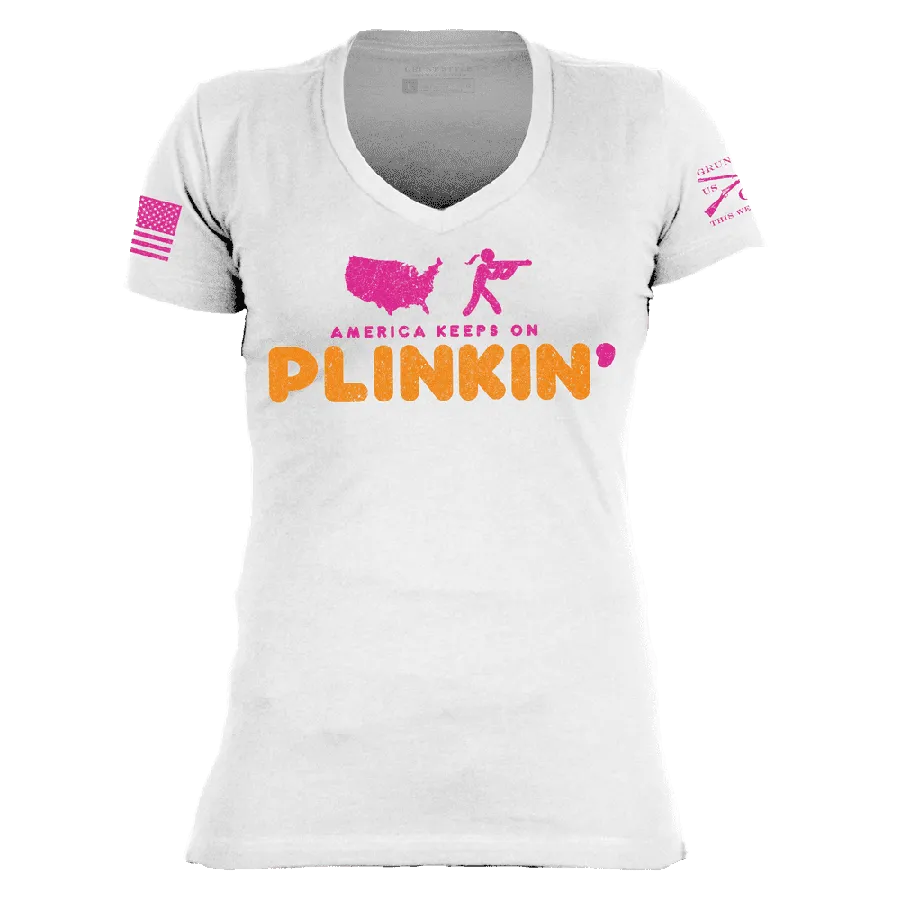 Layered Shoulder Design Effortless Comfort Women's Plinkin' V-Neck - White