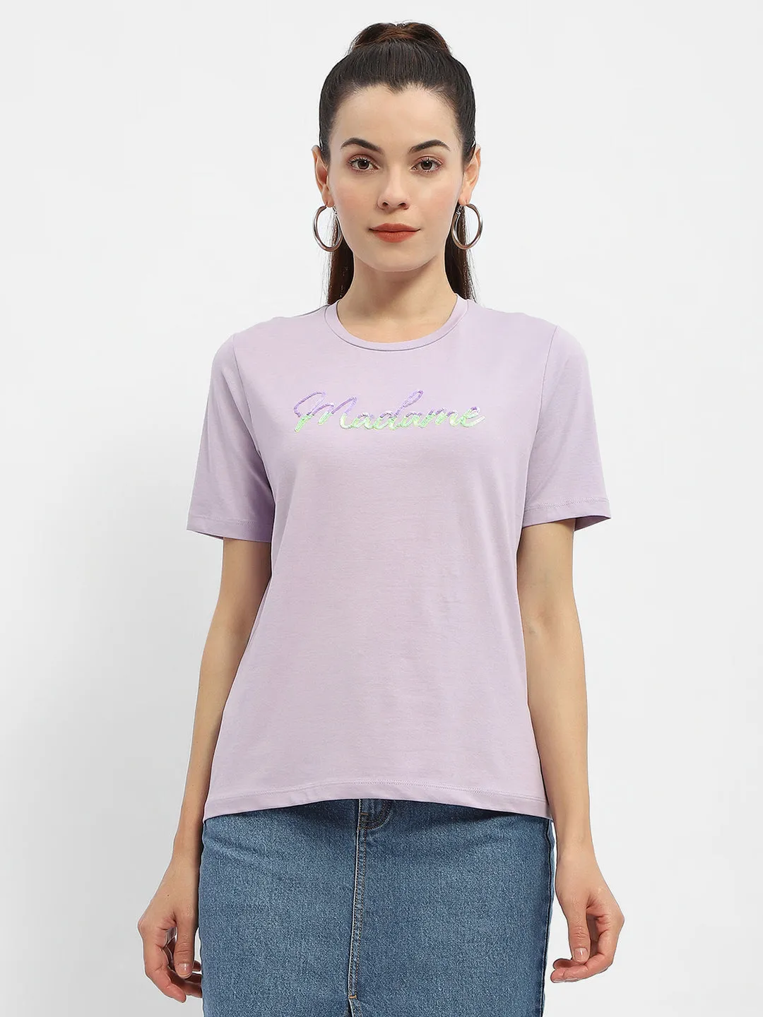 Tagless Design Denim Cool Madame Mauve T-Shirt