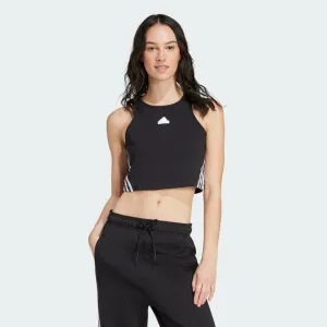 Drop Shoulder Cut Stretch Recovery Fabric Adidas Women's Future Icons 3-Stripe Black Tank