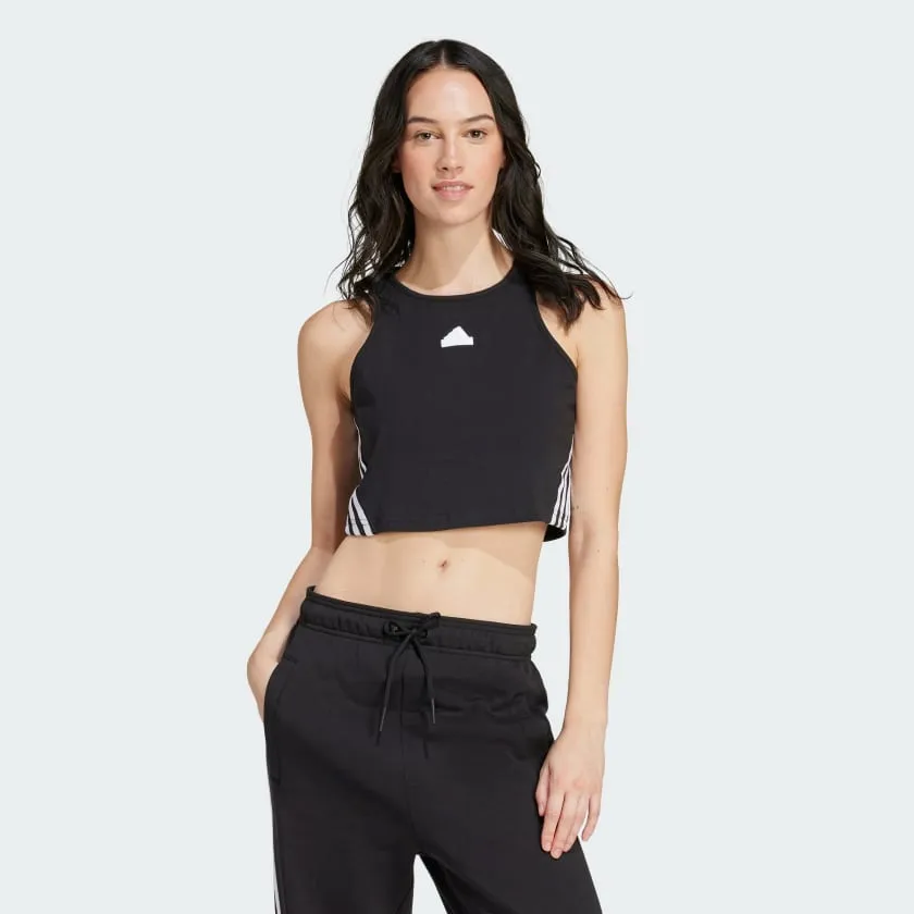 army Adidas Women's Future Icons 3-Stripe Black Tank
